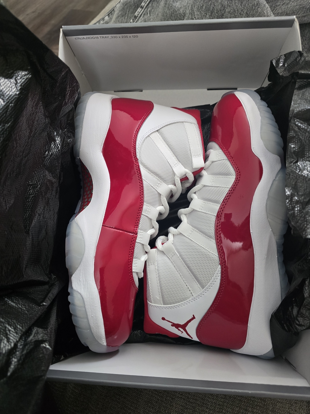 Jordan Kids' Sneakers in White and Red Patent